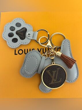 Authentic Louis Vuitton Material Bag Charm, Dog and Paw, Upcycled